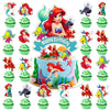25Pcs Mermaid Cake Decorations with 24pcs Cupcake Toppers 1pcs Cake Topper for Girls Birthday Party Supplies