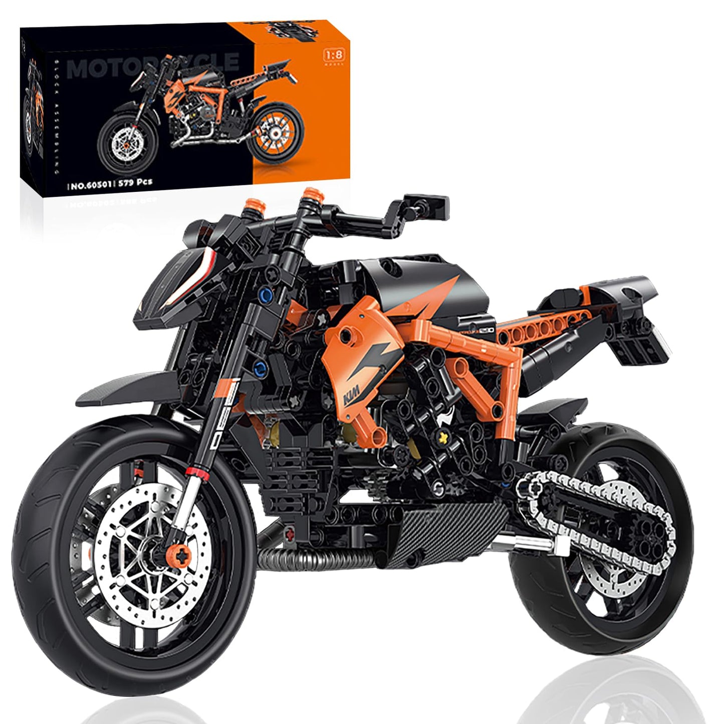 HIGH GODO Technic Motorcycle Building Set, 1:8 MOC Motorcycle Model Kit for Adults, Build and Display Ideas Cool Toys Gift for Teens Adults 14+