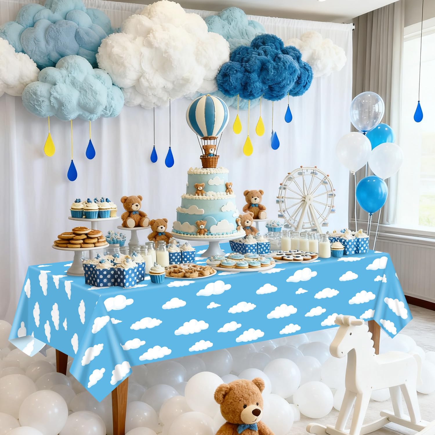 QUERICKY 4 Pack Story Tablecloths, 54x108'' Plastic Disposable Table Cover, Story Themed Decorations for Kids Birthday Party Supplies