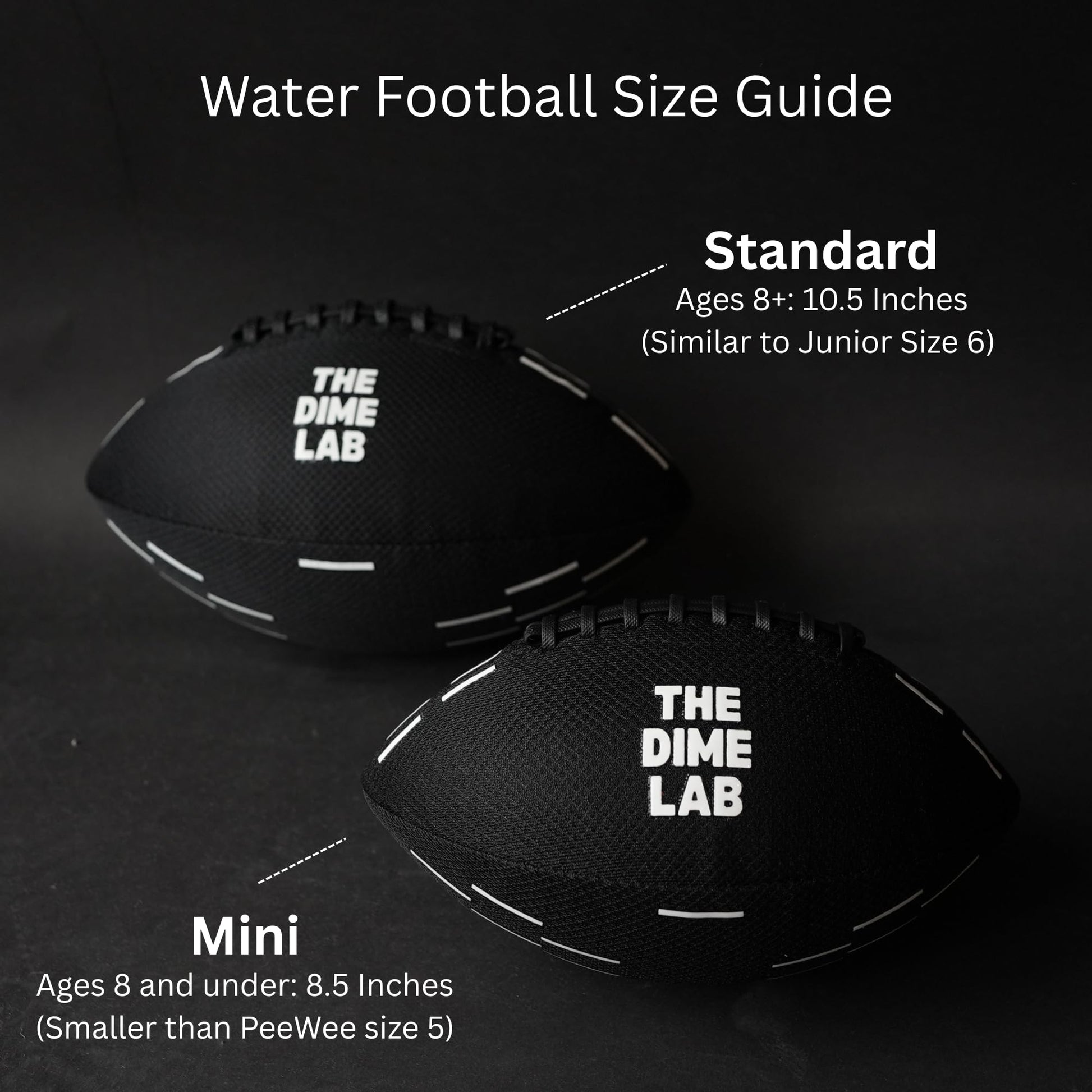 The Dime Lab Water Football - Waterproof, Pool, Beach & Lake - Black