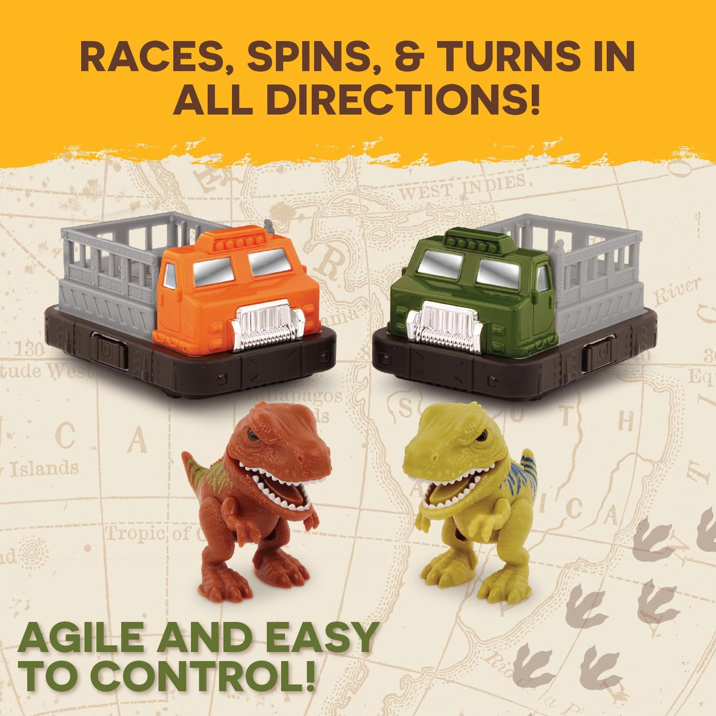 Terra by Battat RC Bumper Cars Tarbosaurus Dino Duel, Set of 2, Vehicles