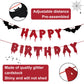 Red Glittery Happy Birthday Halloween Banner - Halloween Hanging Paper Garland Bunting Banner Bloody Bat Vampire Decorations, Photo Backdrop for Wall