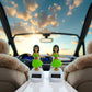 2 Pieces Green Solar Powered Dancing Hula Dashboard Decorations Swinging Bobbleheads Solar Dancing Figurines Collection Figurines for Auto Interior