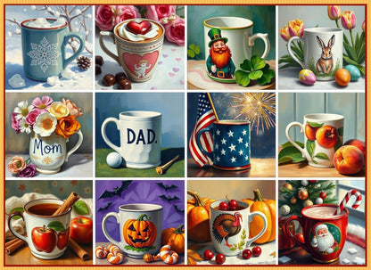 Monroe Lane Puzzles - Season of Mugs 1000-piece Jigsaw Puzzle