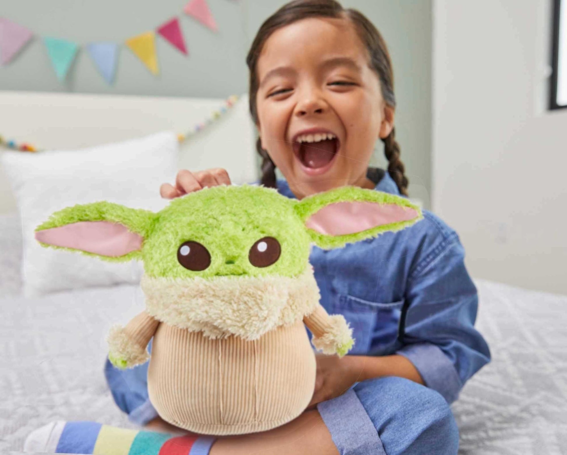 Mattel Star Wars Grogu Plush 12-inch Toy Figure, Soft 'n Fuzzy Character Doll with Sounds, Press Hands to Activate