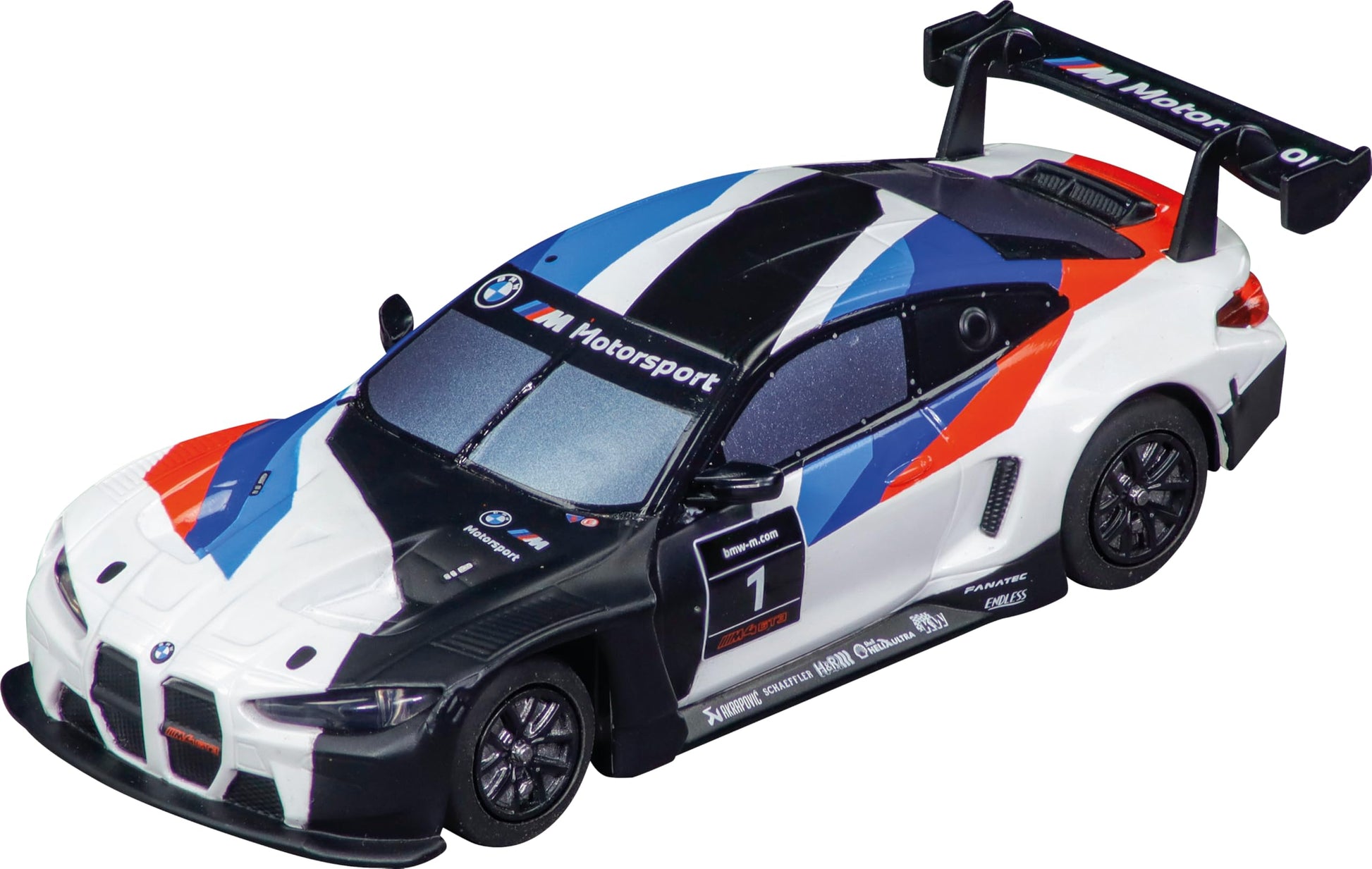 Carrera Hybrid Racing Car BMW M4 GT3 BMW M Motorsport, No.1 1:50 Scale Front and Rear Lights USB-C Rechargeable RC Additional Vehicle