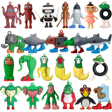 HmGrdnry Italian Brainrot 24pcs, Tralalero Tralala Action Figure Set - Italian Brainrot Meme Shark Toy, Collectible Brainrot Figures, Tung Tung Tung