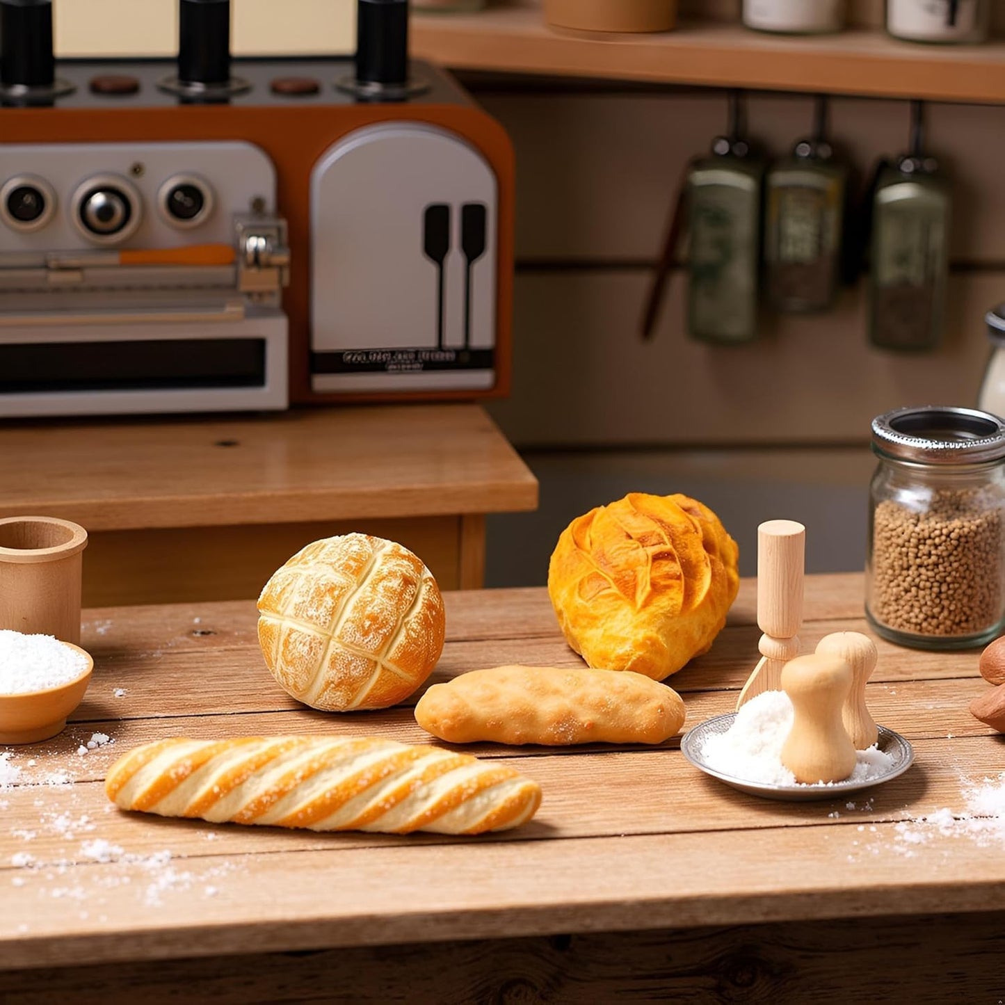 8Pcs 1/12 Miniature Bread Resin Dollhouse Decoration Mix Bakery Bread Mini House Food Decoration Accessories