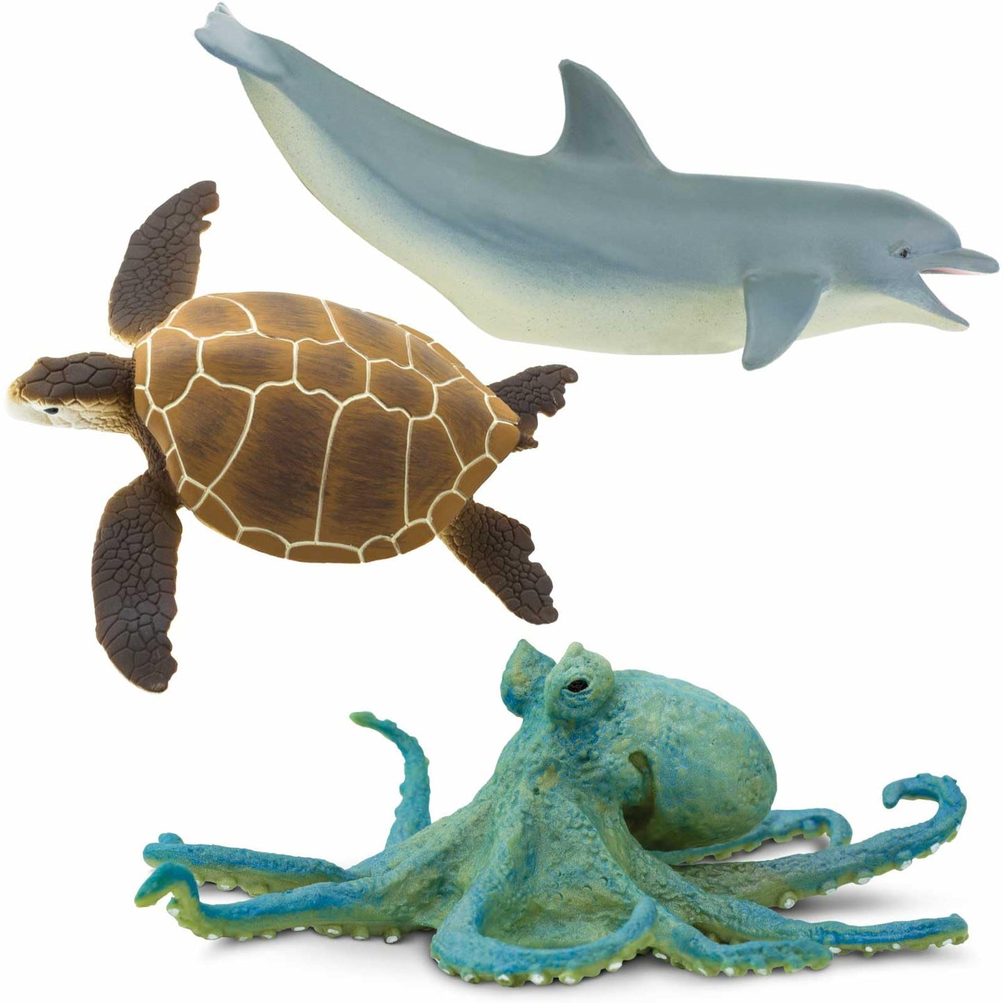 Safari Ltd. Sea Animal Toy Set - Figurines of Great White, Dolphin, Turtle, Octopus, and Orca - Play Set for Boys, Girls and Kids 3+