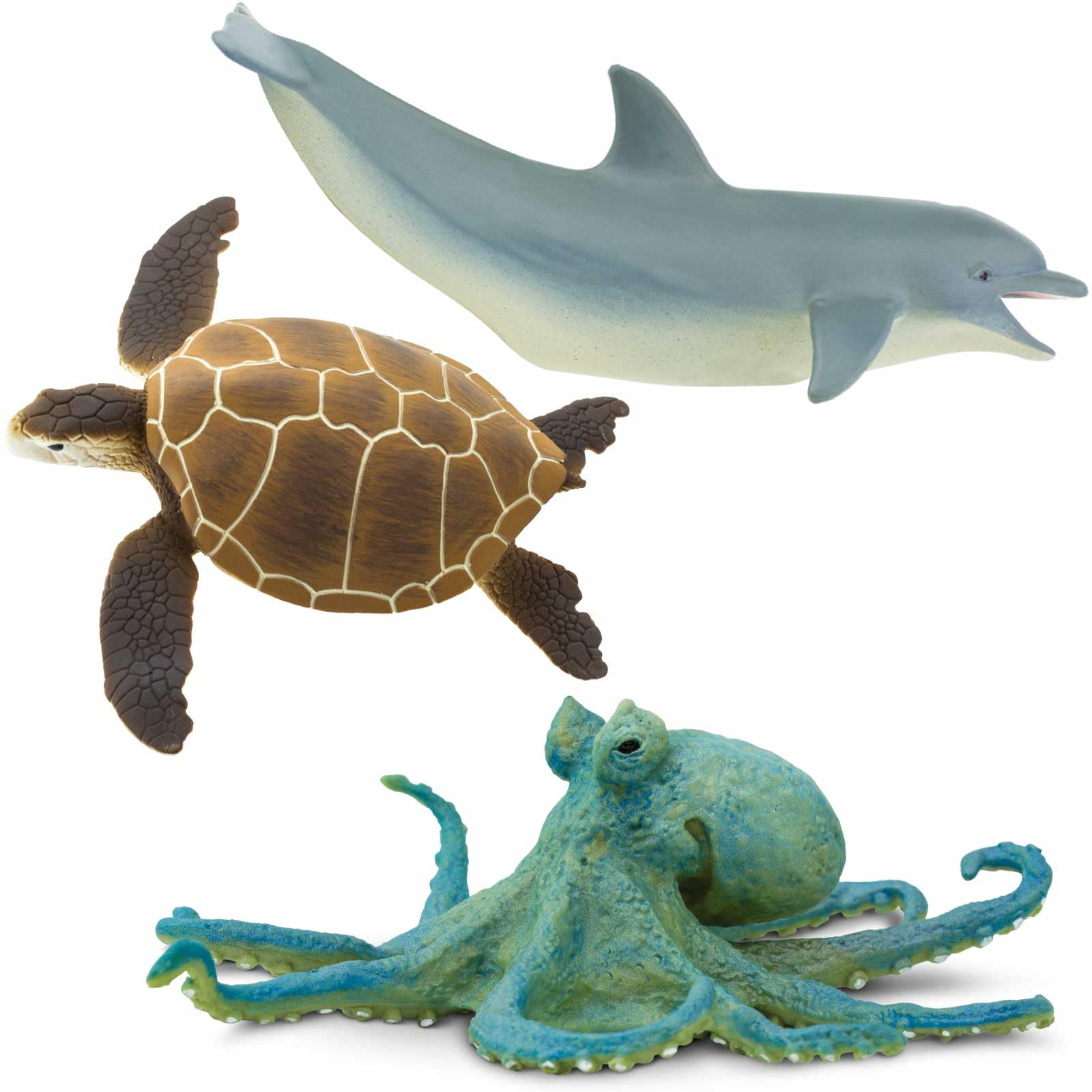 Safari Ltd. Sea Animal Toy Set - Figurines of Great White, Dolphin, Turtle, Octopus, and Orca - Play Set for Boys, Girls and Kids 3+