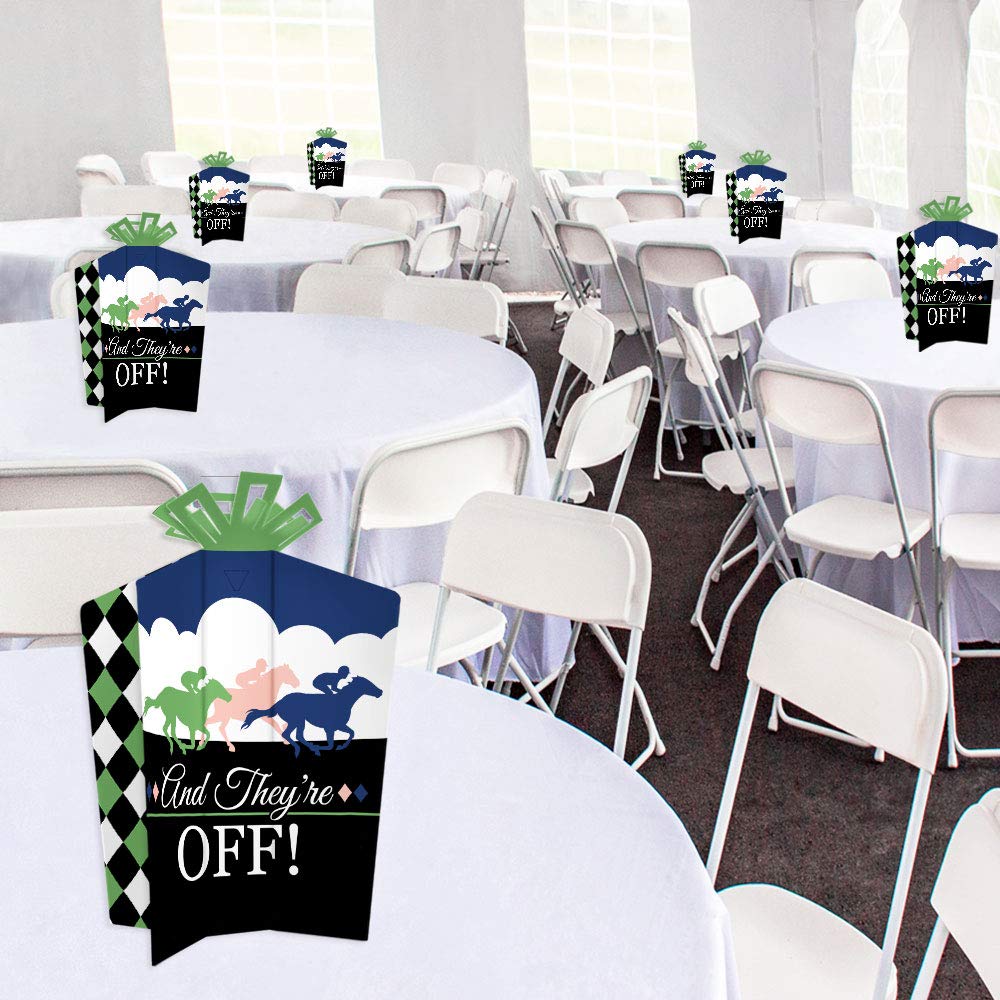 Big Dot of Happiness Kentucky Horse Derby - Table Decorations - Horse Race Party Fold and Flare Centerpieces - 10 Count