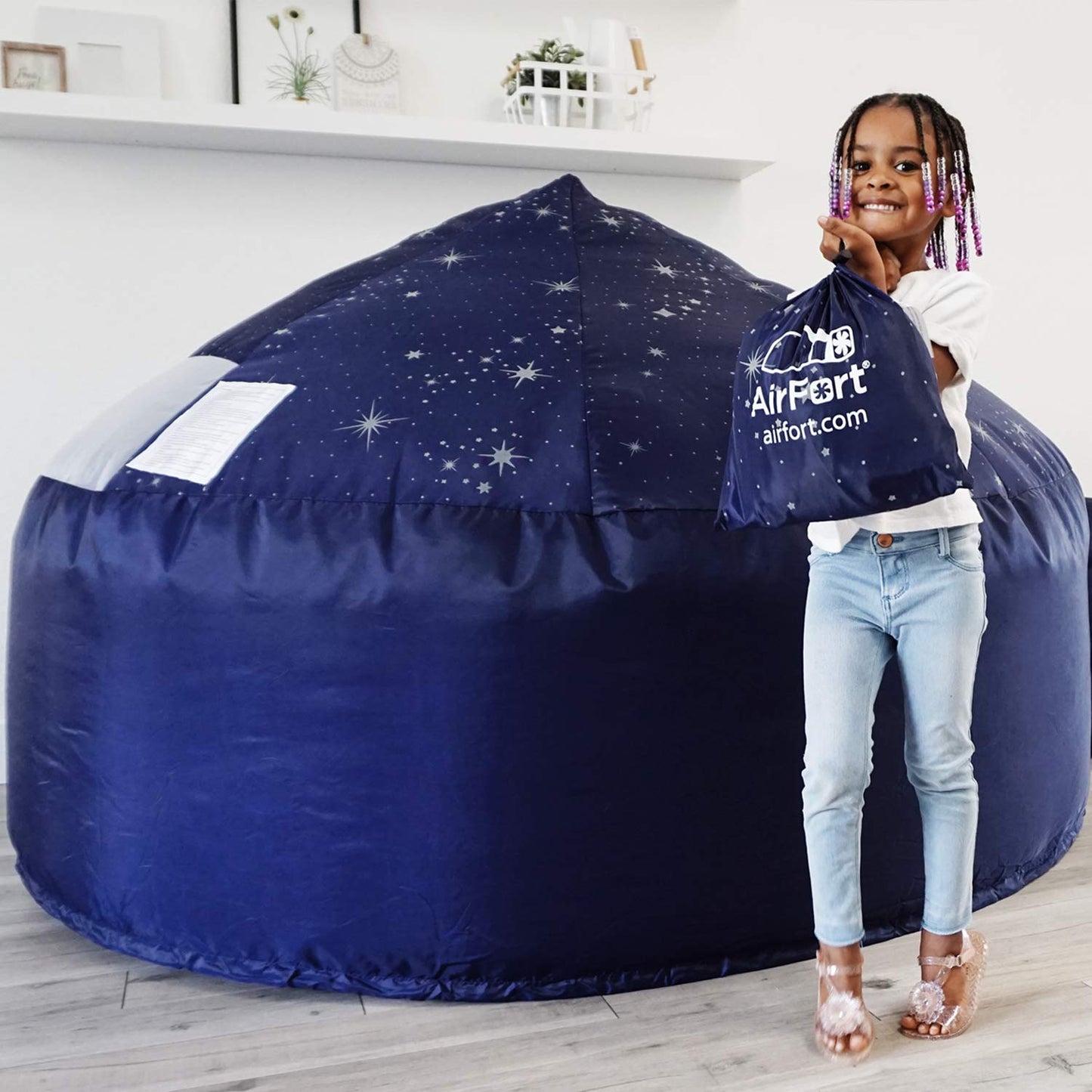 AirFort Inflatable Fort for Kids, Builds in 30 Sec, Play Tent Age 3+ (Starry Night)