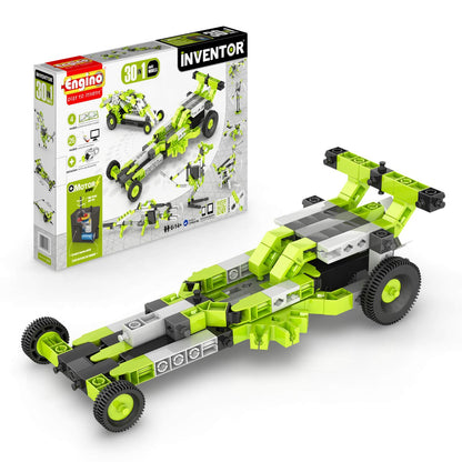 Engino Inventor - 30-IN-ONE |BUILD 30 Motorized Models | Assemble Drag Racer, Drawbridge, Truck , T-Rex, Helicopter, Elevator and so much more | STEM