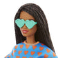 Barbie Fashionistas Doll #172 with Long Braided Black Hair, Heart Print Top & Shorts Set & Accessories Including Sneakers & Heart-Shaped Sunglasses
