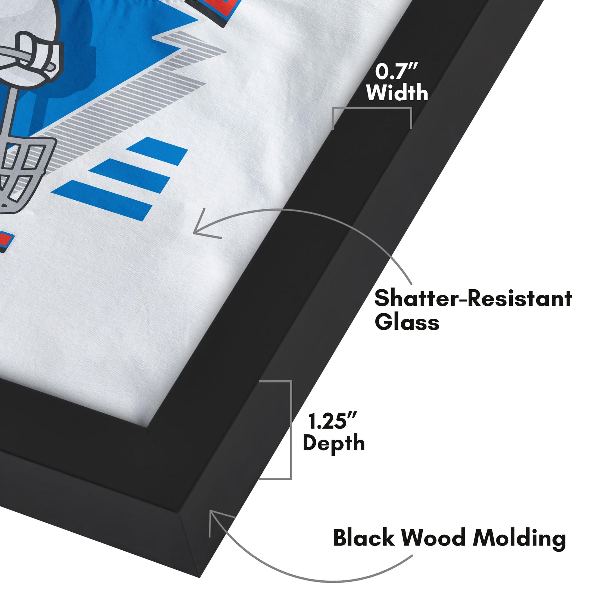 Americanflat T-Shirt Frame - 13.5x13.5 Frame with Shatter-Resistant Glass and Folding Insert - All-Star Collection - Black Tshirt Frames for Wall