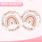 VVBray 20Pcs 9 Inch Boho Rainbow Disposable Plates Boho Themed Party Tableware Party Plate Set Dessert Paper Plates, for Girls Kids Groovy Birthday