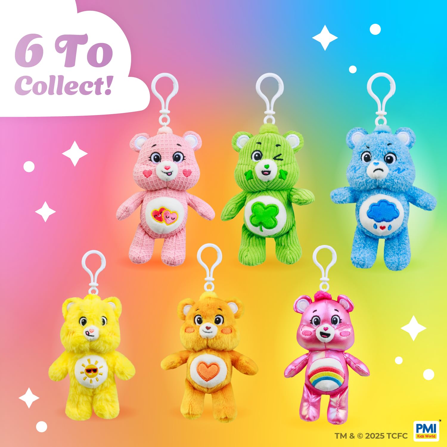 Care Bears Clip-On Plush | 6 inch Plush Capsule 2-Pack Bundle | Mystery Pack Hidden Surprise Plush | Official Bears Plush by PMI Kids World