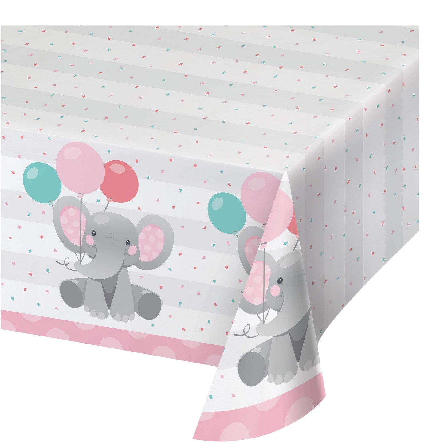Creative Converting Enchanting Elephants Girl Paper Tablecloth, 1 ct