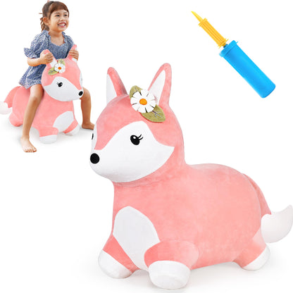 Bouncy Pals Toddler Fox Hopper Toy Girl Gift, Outdoor Ride on Bounce Animal