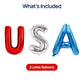 Dream Decor USA Balloon Letters - 40 Inch Patriotic Foil Letter Balloons (U Red, S Silver, A Blue) with Ribbon & Inflation Straw - 4th of July