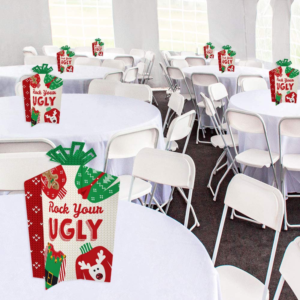 Big Dot of Happiness Ugly Sweater - Table Decorations - Holiday and Christmas Party Fold and Flare Centerpieces - 10 Count