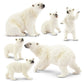 Toymany 6PCS Polar Bear Figurines Toy with Polar Bear Cub, 2-4" Realistic Plastic Arctic Animals Figures Family Set for Christmas Educational Toys