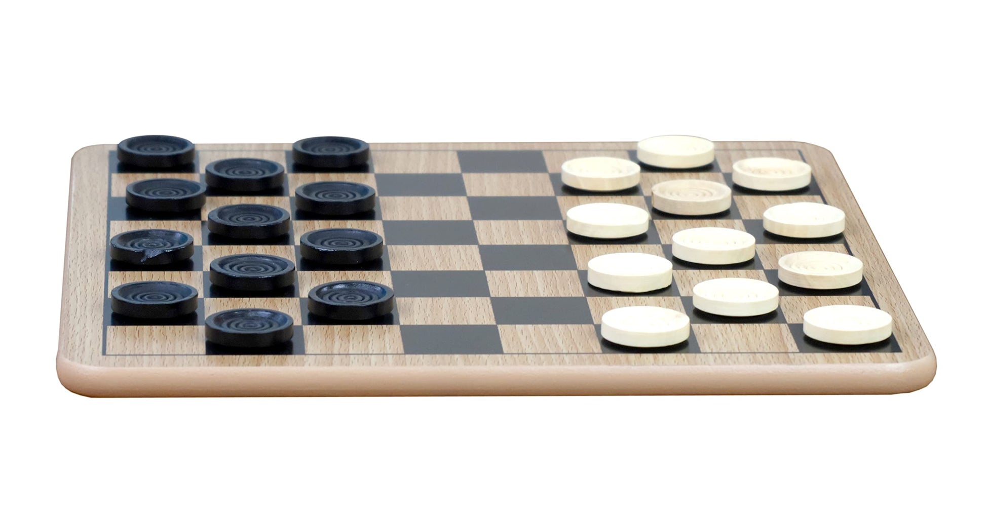 Regal Games - Reversible Wooden Board for Chess, Checkers & Tic-Tac-Toe - 24 Interlocking Wooden Checkers and 32 Standard Chess Pieces - for Age 8