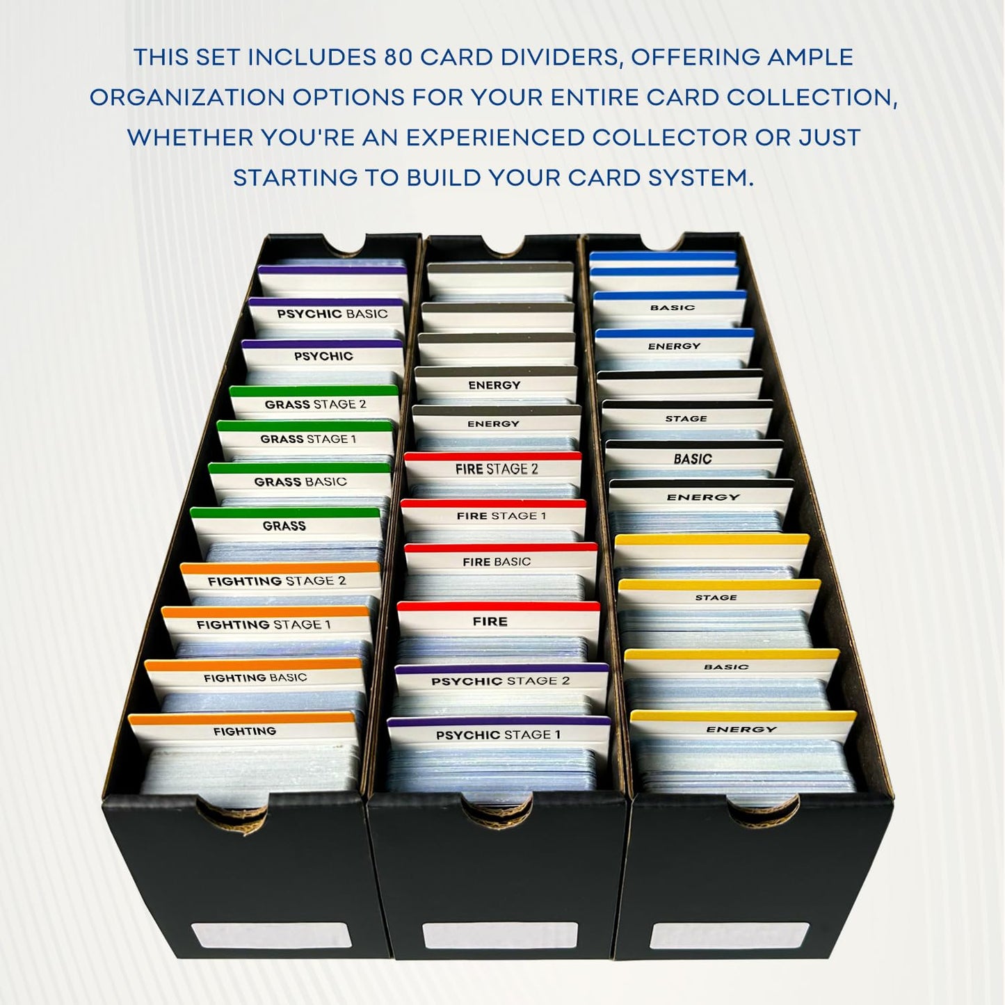 Trading Card dividers, Card Dividers for Storage Boxes, Card Box Dividers for MTG TCG Baseball Sports Card, 80