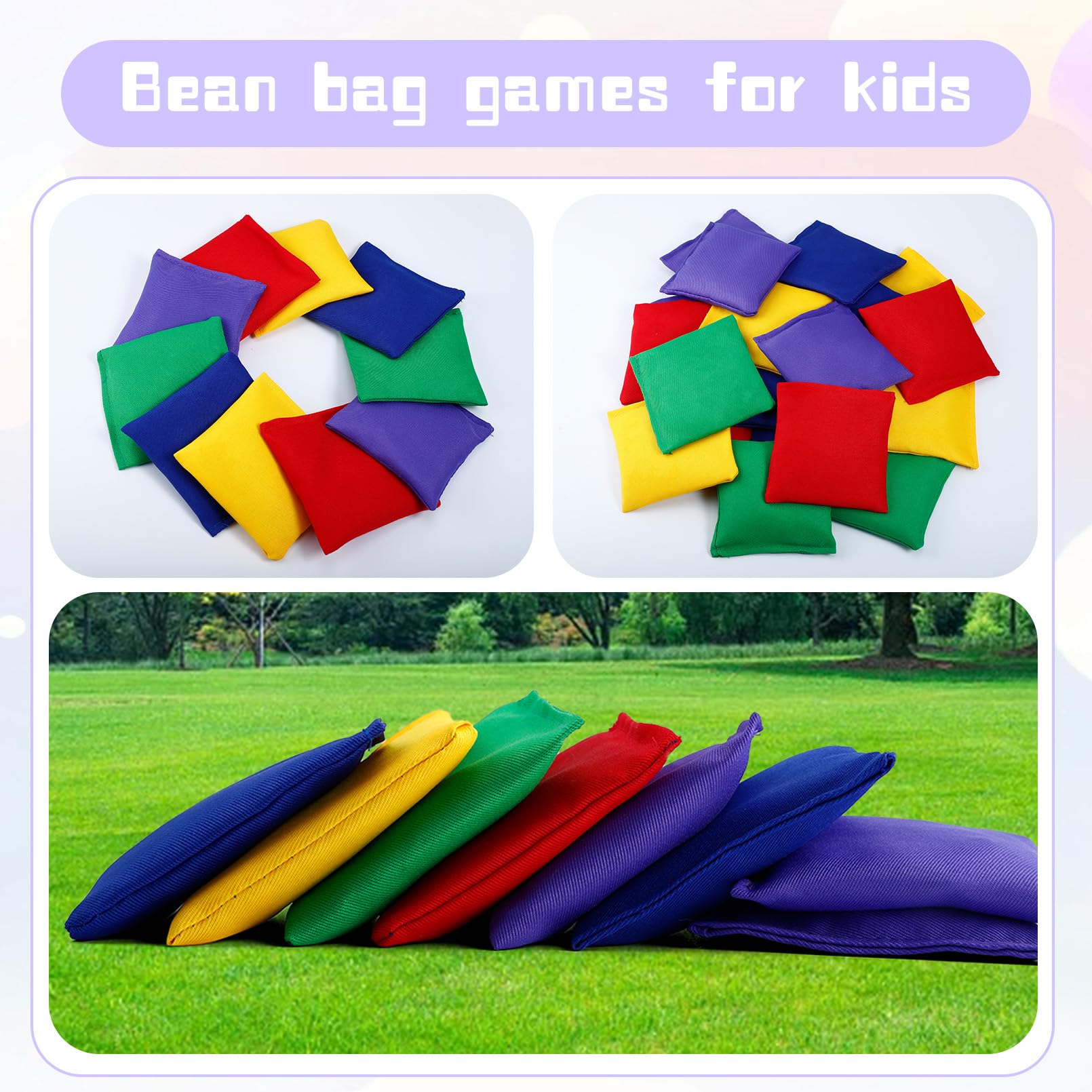 Cptoion 20 Pack Bean Bags, 3.9 x 3.9 Inch, 5 Colors