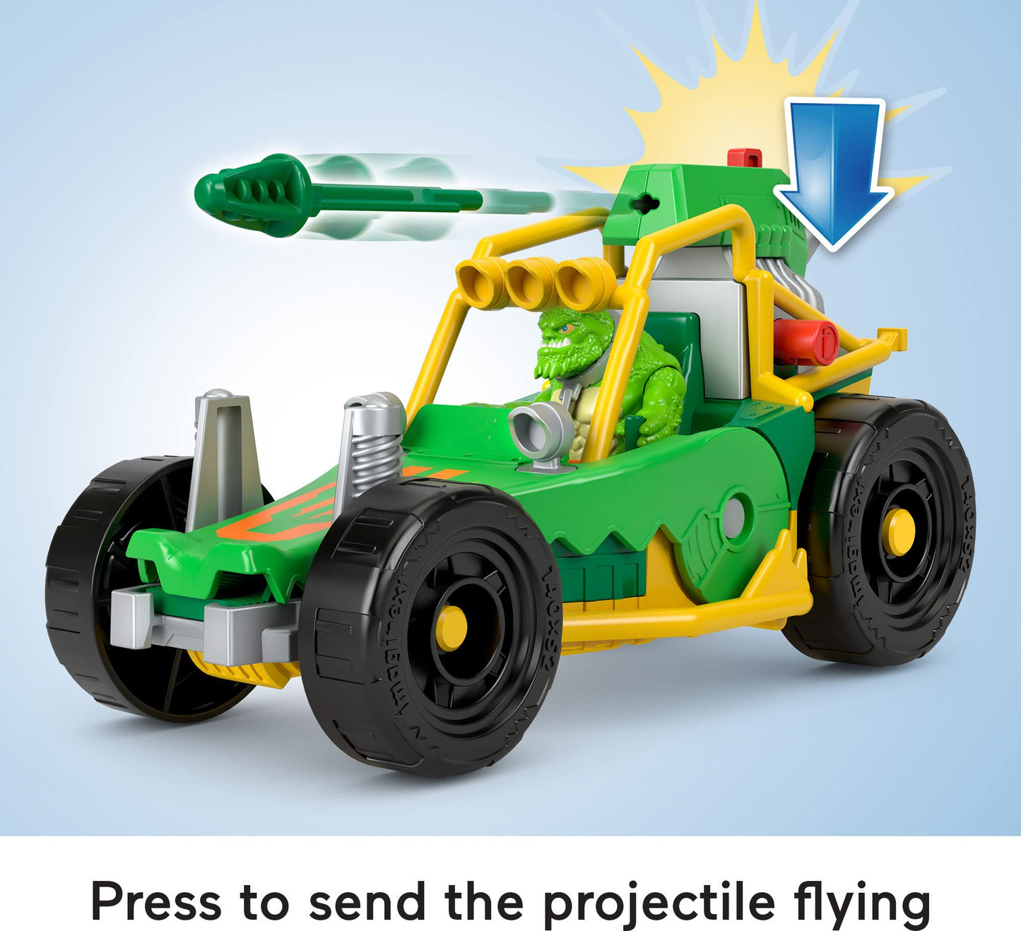 Fisher-Price Imaginext DC Super Friends Toy Killer Croc Figure & Buggy Car with Projectile Launcher for Pretend Play Kids Ages 3+ Years