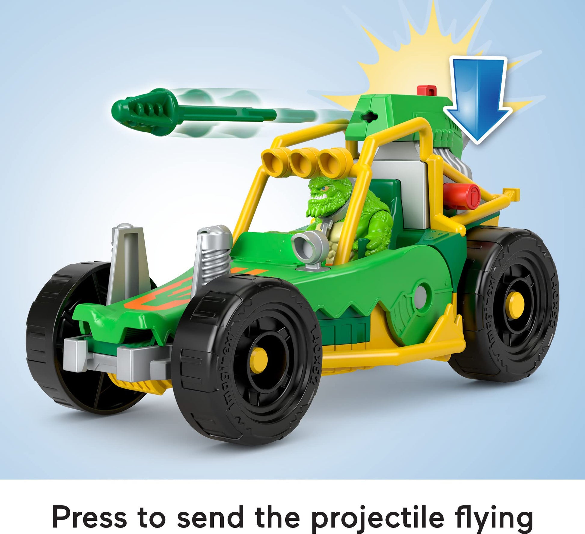 Fisher-Price Imaginext DC Super Friends Toy Killer Croc Figure & Buggy Car with Projectile Launcher for Pretend Play Kids Ages 3+ Years