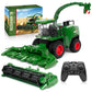 Uarzt Remote Control Combine Harvester Tractor Toy, 1/24 Scale RC Harvester Toys for Kids with 2 Grian Heads/2 Rechargeable Batteries/Light, Farm Toys