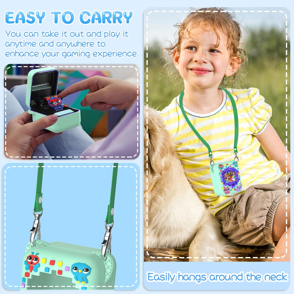BEARDDO Silicone Cover Case for Bitzee Orginal Interactive Toy Digital Pet and Case, Protective Skin Sleeve with Lanyard for Bitzee Virtual Electronic