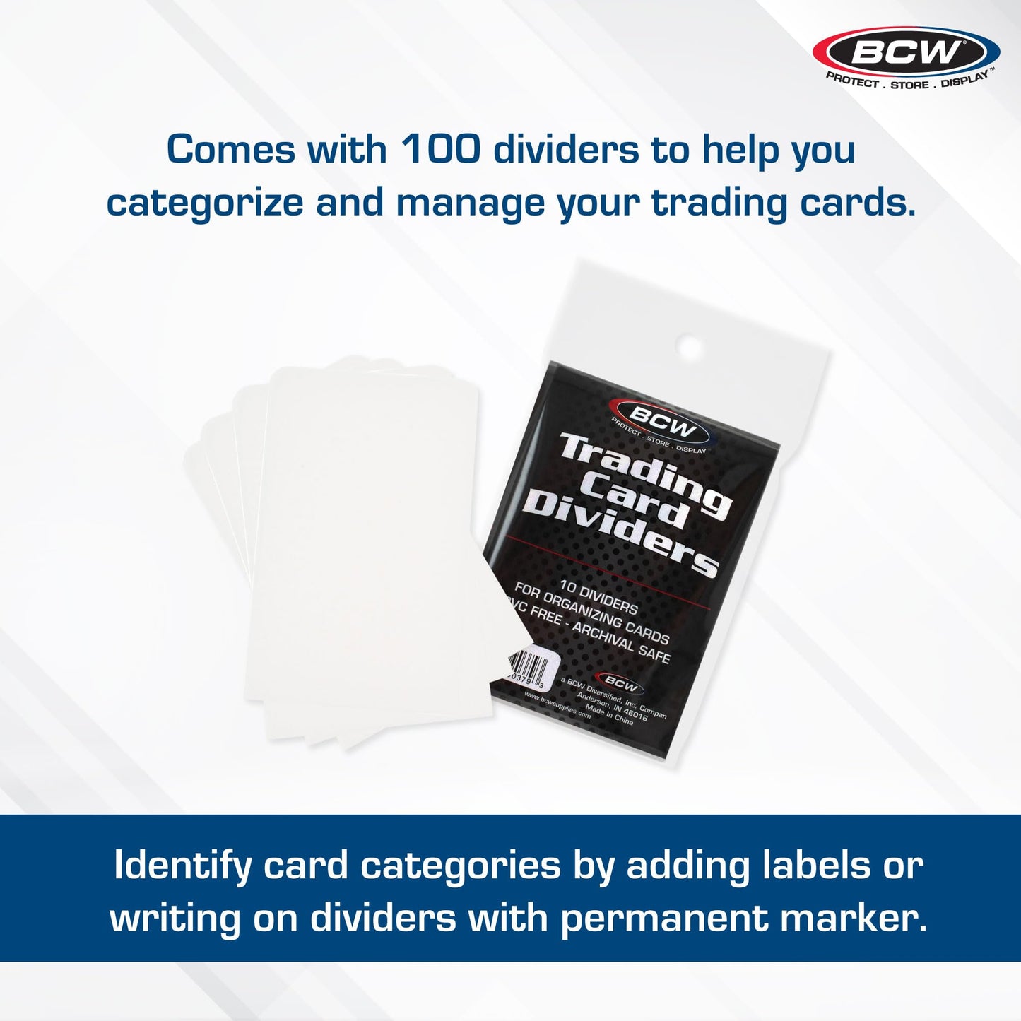 BCW Trading Card Dividers (100 Pack) | Archival Quality with Write-On Tabs | Fits 3200 & 5000 Super Monster Trading Card Storage Boxes