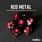 FanRoll 16mm Metal Polyhedral DND Dice Set: Red, Role Playing Game Dice for Dungeons and Dragons