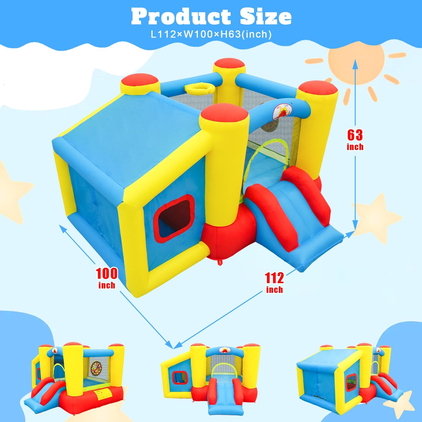WELLFUNTIME Inflatable Bounce House with Blower, Jumping Castle Slide