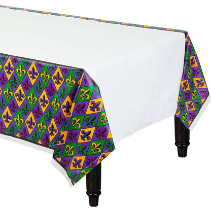 Vibrant Fleur De Lis Plastic Tablecover - 54" x 102" (1 Piece) - Stunning Design, Perfect for Parties, Events & Celebrations