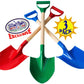 Matty's Toy Stop 31" Heavy Duty Wooden Kids Sand Shovels with Plastic Spade & Handle (Red, Blue & Green) Complete Gift Set Bundle - 3 Pack