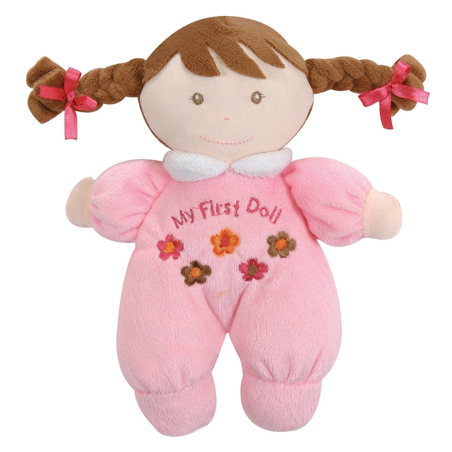 Stephan Baby Soft Plush My First Doll with Fair Complexion and Brown Hair, Pastel Pink