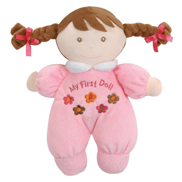 Stephan Baby Soft Plush My First Doll with Fair Complexion and Brown Hair, Pastel Pink