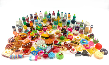 Nuanmu Miniature Food Drink Bottles Pretend Play Kitchen Game Party Toys (10 Bottles + 10 Foods?Random?)