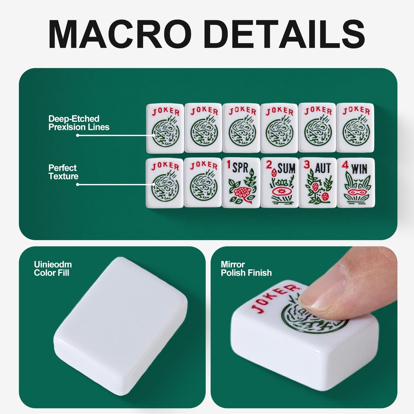 Eccentfit 12 Pieces Mahjong Replacement Tiles Set 8 Jokers & 4 Flowers (1-4 Spring Summer Autumn Winter) Classic White Standard Size (1.2”) Deep