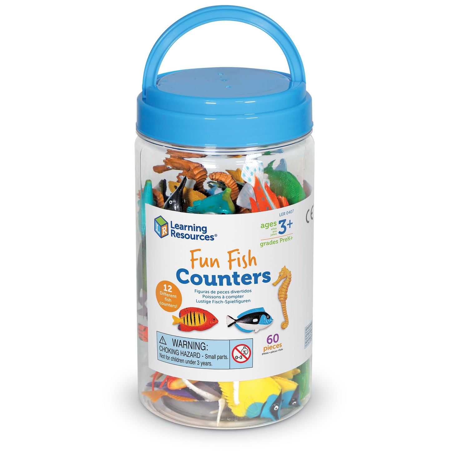 Learning Resources Fun Fish Counters, Set of 60, Ages 3+, Educational Counting and Sorting Toy, Fine Motor Skills ,Animal Toys for Kids