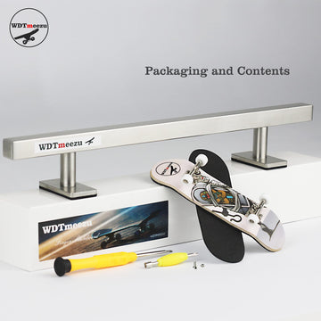 WDTMEEZU Wood Fingerboard and Finger Skateboard Flat Rail Set Fingerboard with Bearing Wheels and Professional Prop for MINI Skateboard Rail Made