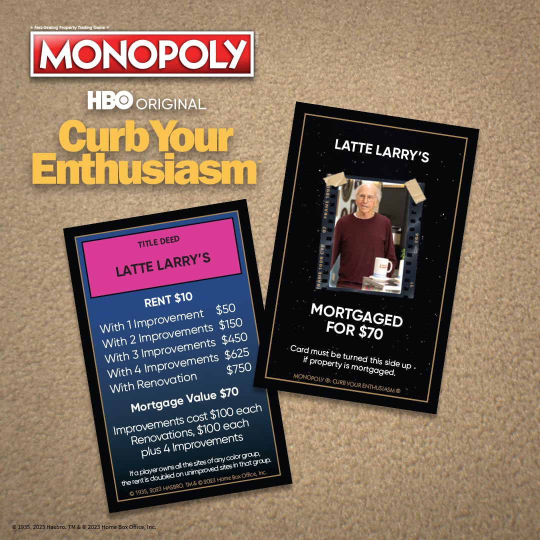 Monopoly Curb Your Enthusiasm | Play as Larry’s Glasses, Golf Clubs, Hybrid Car & More | Officially Licensed Collectible Game Based On Hit HBO Comedy