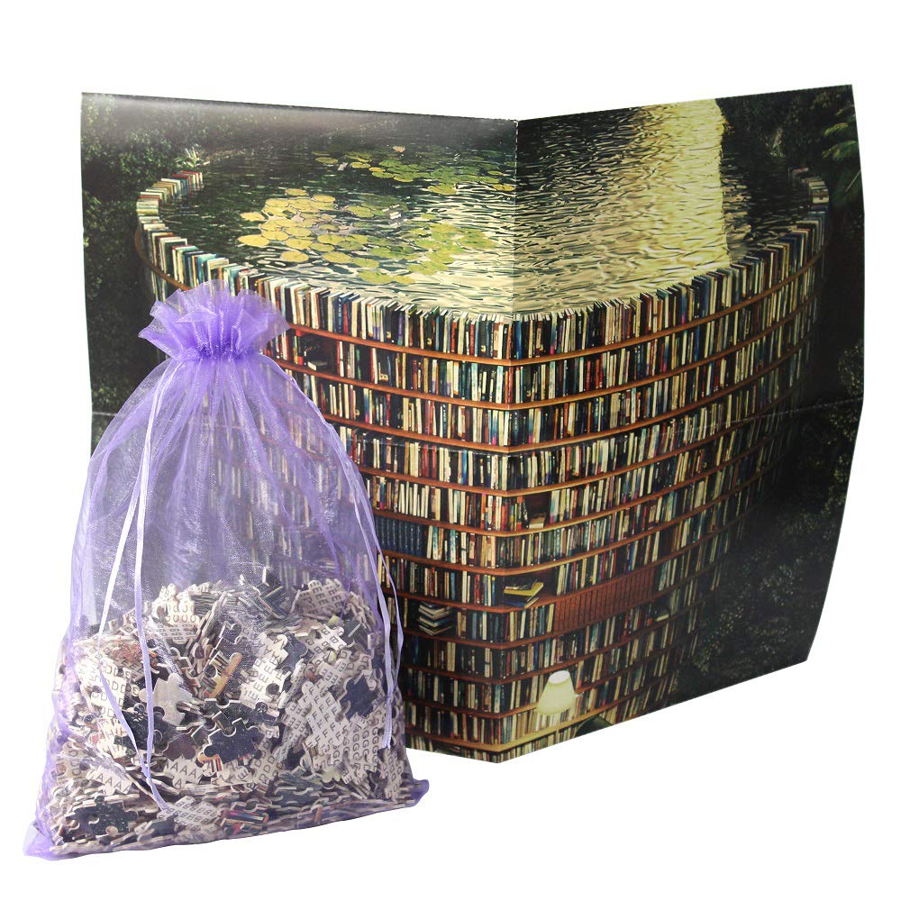 Fantasy Forest Library Puzzle 1000 Piece for Adults Bookshelf Dam Puzzle