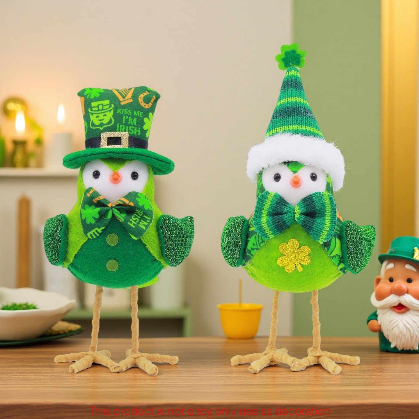PHKCOCOC St. Patrick's Day Featherly Friends Plush Bird Decorations - Perfect Home Decor for St. Patrick's Day