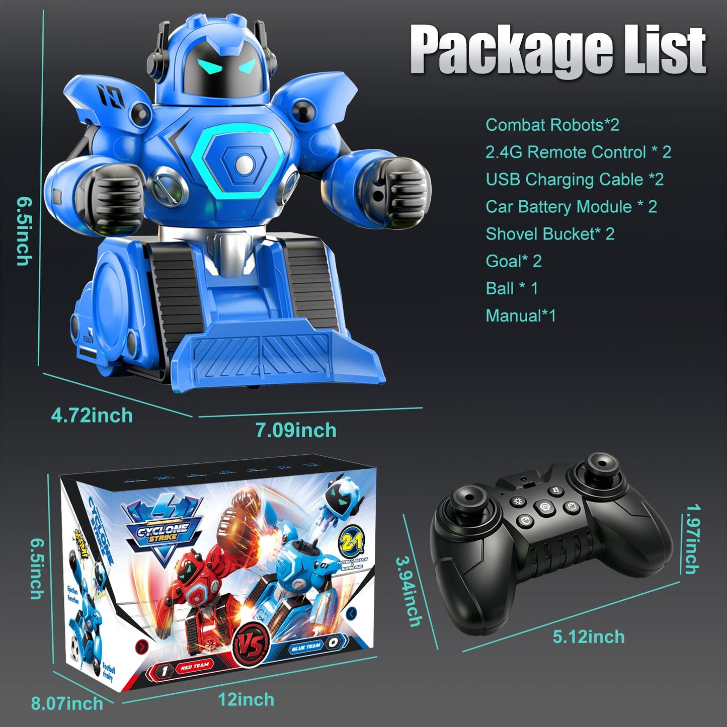 OBEST Remote Control Fighting Robots Set of 2, RC Ejecting Battle Robot with Sound & Light, Fun Electronic Battle Bots Soccer Games Toys, Christmas