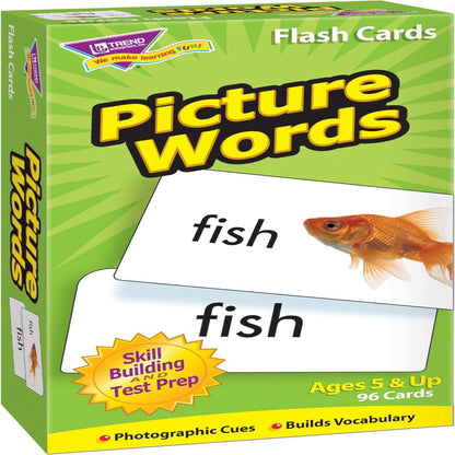 Trend Enterprises: Picture Words Skill Drill Flash Cards, Content-Rich Self-Checking Cards to Practice and Master, Great for Skill Building, 96 Cards