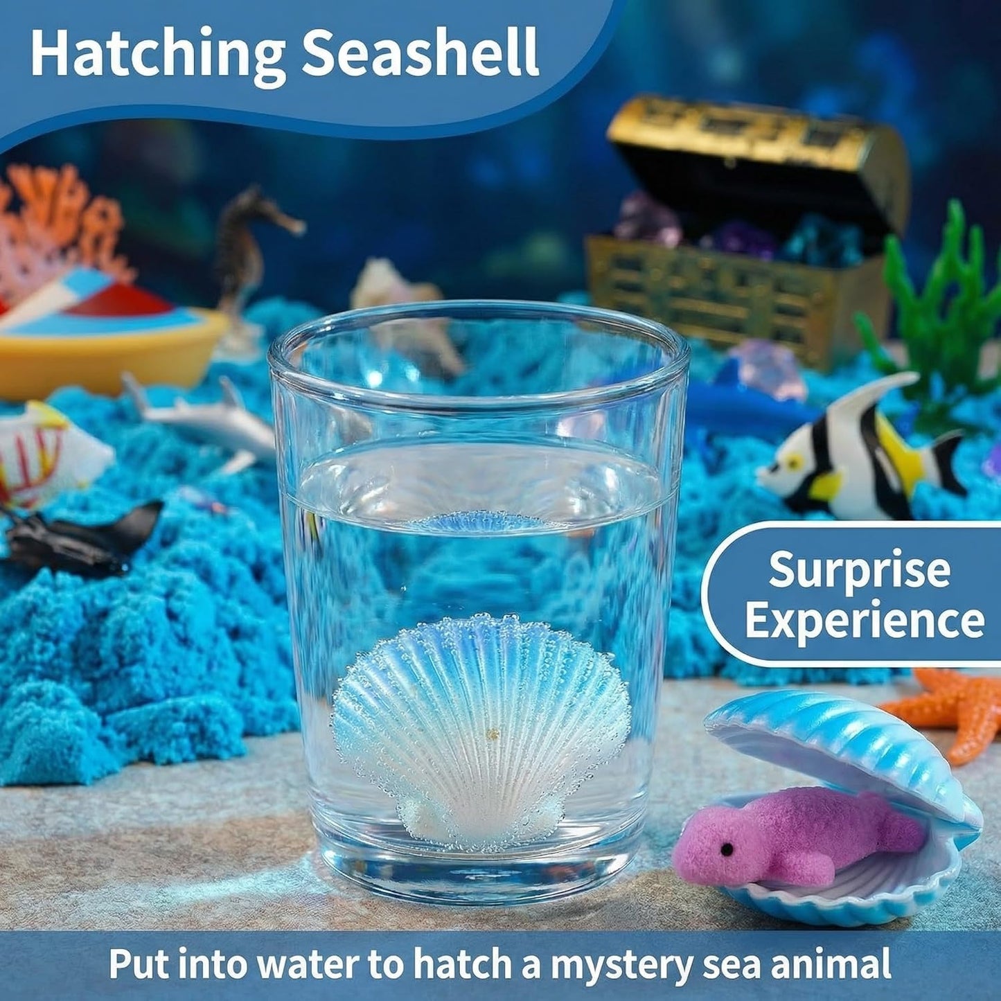 AGENTLAN Ocean Sensory Bin with Sensory Sand, Ocean Toys for Kids